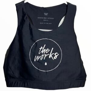 Heroine Sport Sports Bra Racerback "The Works" Water Drop Graphic Black Small